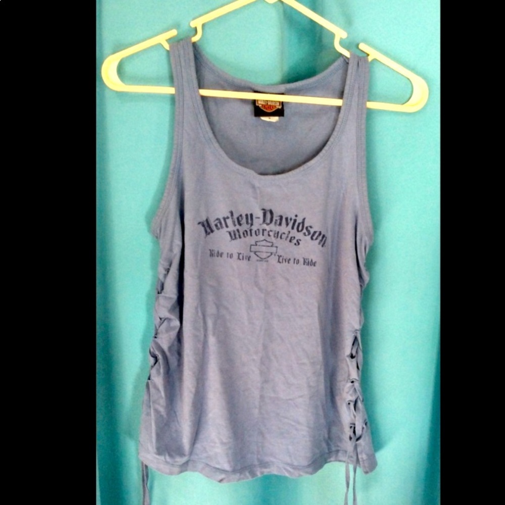 Harley Davidson Baby Blue Side-Tie Tank
